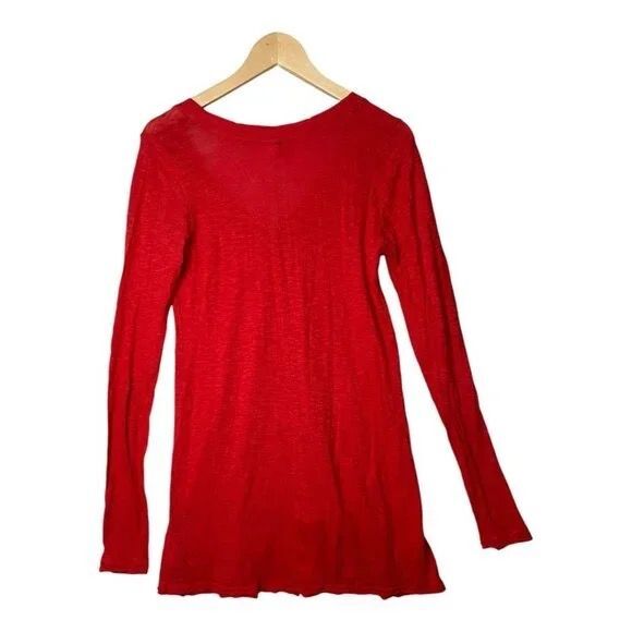 Free People Vneck Long Sleeve Top size Medium Coral AS‎ IS - Picture 5 of 7